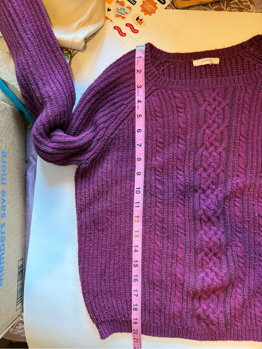 Caslon Purple Cable Knit Wool Blend Crewneck Sweater Size Small / Medium - Picture 7 of 7
